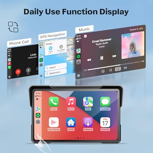 7 Inch Wireless Motorcycle Carplay GPS Navigation System with Apple Carplay and Android Auto Portable Screen with Dual Bluetooth (7 Inch+Magnetic Mount)