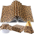 100 Pcs Leopard Print Wax Paper Sheets for Food Wrapping (Brown, Black / Leopard)