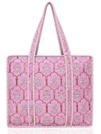 100% Cotton Quilted Tote Bag For Women (Violet Kiss Georgia Clay Floral Print)