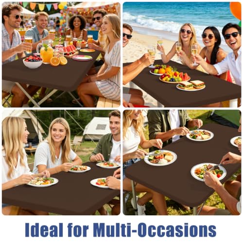2 Pack Rectangle Spandex Fitted Table Cloth (Coffee / 96" x 30" (Rectangular))