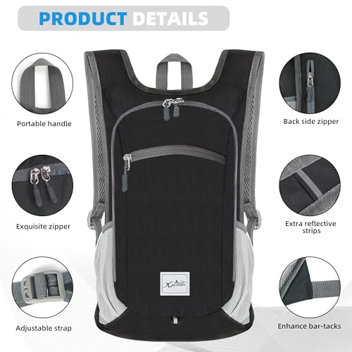 Hiking Backpack 10L Lightweight Foldable (Black)