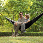 Camping Hammock with Mosquito Net (Black&grey / X-Large)