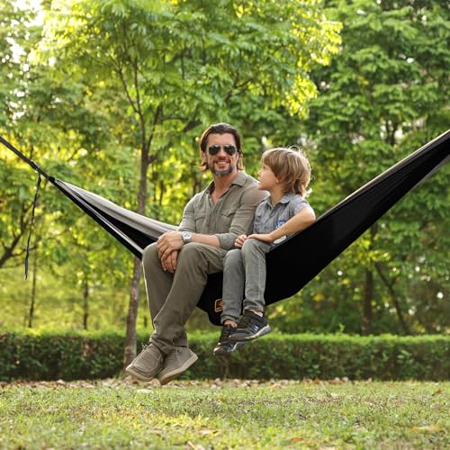 Camping Hammock with Mosquito Net (Black&grey / X-Large)
