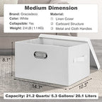 Medium 15" 21 Quart Collapsible Stackable Storage Bins with Lids (White / Medium -3 Pack)