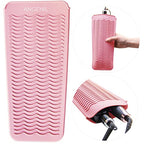 Heat Resistant Silicone Flat Iron Mat Pouch (Blush)