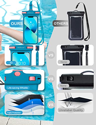 3D Waterproof Phone Pouch with Lanyard (1 Pack - Blue7.0")