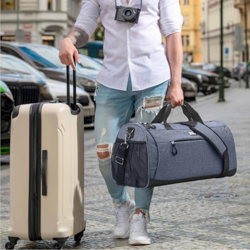 Gym Bag for Women & Men (Textured Blue / Medium - 20 x 10 x 10″)