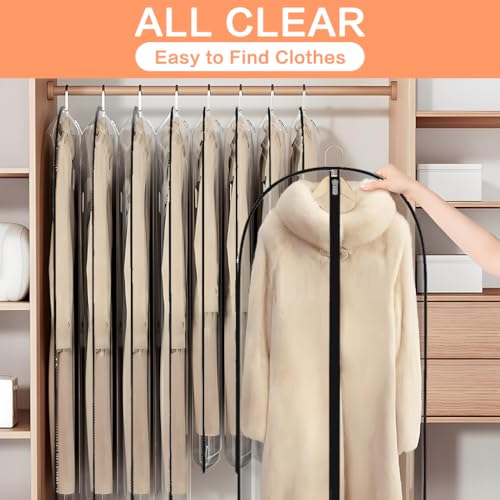 Clear Garment Bags for Hanging Clothes Travel (24'' x 40''/6 Pack / Black-Clear)