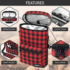 Insulated 2 Bottle Wine Bag Tote Leakproof Carrier Cooler Plaid Red (Buffalo Plaid Red / One Size)