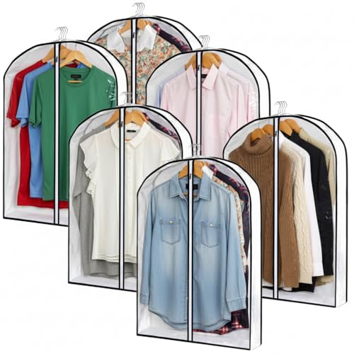 Hanging Clothes Storage with 4" Gusseted Garment Covers (24"x32"x4"/ 6 Pack)