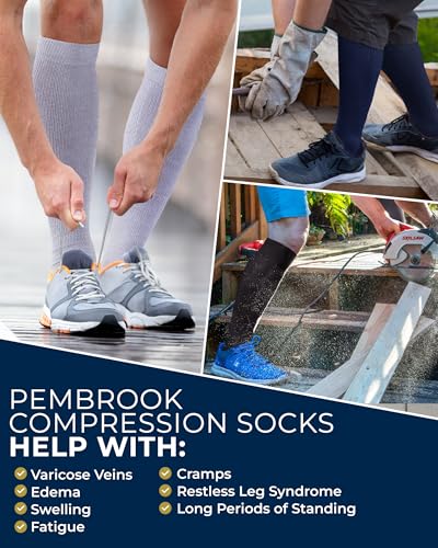 Compression Socks for Men (Large / Black/Tan/Navy - 3 Pairs)