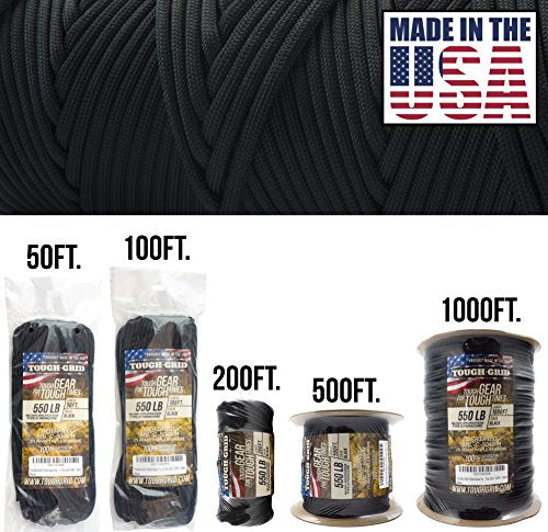 550 Paracord 100% Nylon (Black / 50 Ft.)