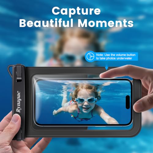 IPX8 Double Space Waterproof Phone Pouch up to 8.5" (Black & Clear)