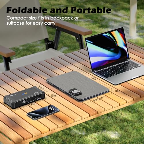 Portable Power Station with 30W Foldable Solar Panel (P100 Black+30W)