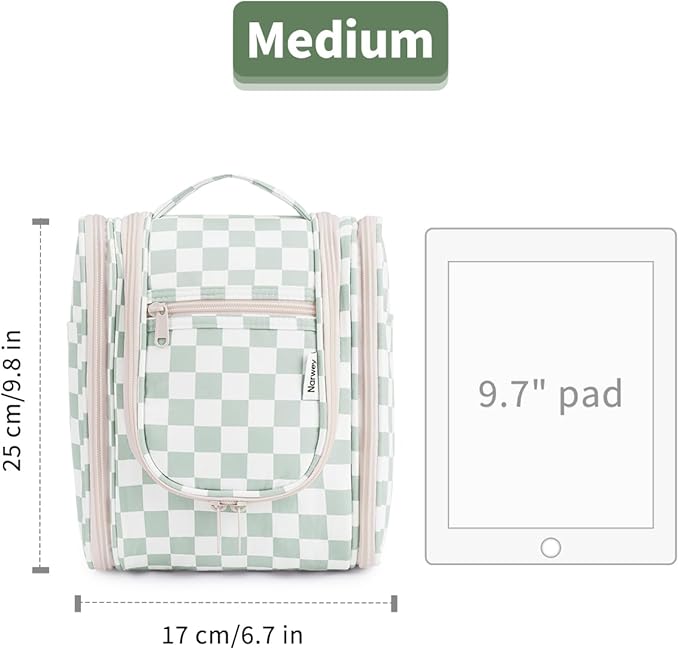 Narwey Small Checkered Hanging Travel Toiletry Bag - Image 8