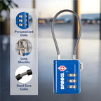 TSA Accepted Luggage Lock with 2.5" Cable Shackle (2.5" Shackle / Blue)