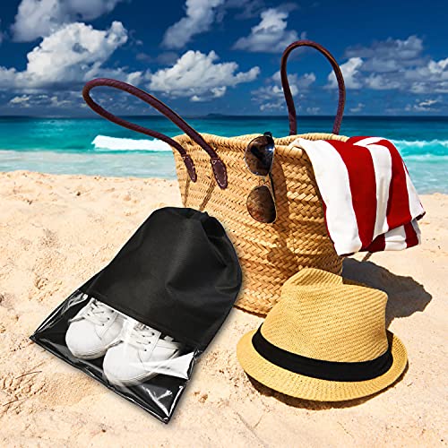 8PCS Travel Shoe Bags with Rope for Men and Women Large Shoes Pouch Organizers (Black)