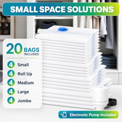 20 Pack Vacuum Seal Bags for Clothing Travel