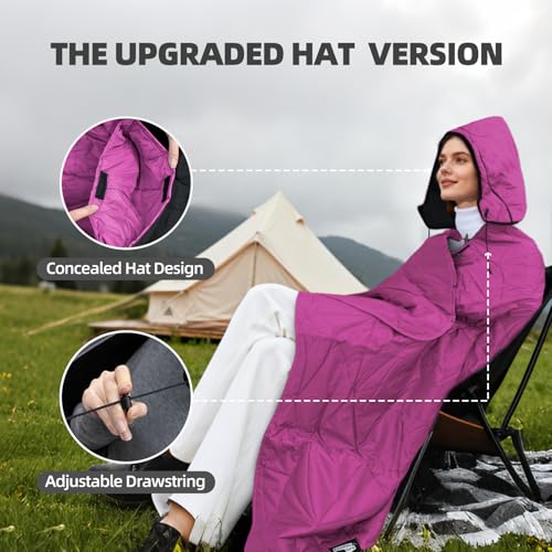 Large Waterproof Outdoor Blanket Thick Fleece 80" x 58" (Rose Purple-b)