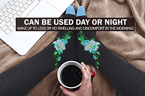 Physix Gear Compression Socks (Black/Blue Flower / Small-Medium)