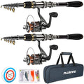 Collapsible Telescopic Fishing Rod Pole and Reel Combo Starter Kit (2PACK Full Kit with Carrier Case / 2.4m 7.87ft)