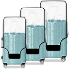 3-Piece Set (20/24/28 Inch) Clear Suitcase Cover (Black Trim) (Black Trim-0.4mm / 20/24/28" Suitcase Cover.)