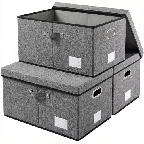 Storage Bins with Lids [3 (Gray / XL(3-Pack))