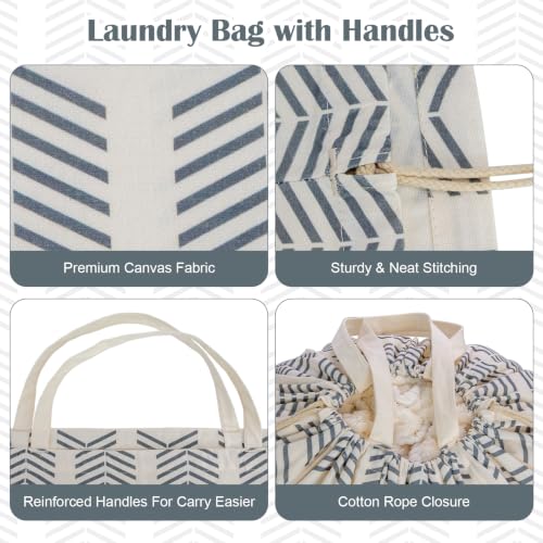 Canvas Laundry Bag with Handles & Drawstring 30"Wx35"H (Geom Arrow L+ / L+ 30"Wx 35"H┃1 Pack)