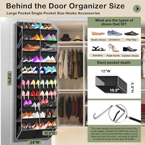10 Tier Over the Door Shoe Organizer (Black)
