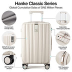 20 Inch Carry on Luggage 22x14x9 Airline Approved Lightweight PC Hard Shell Suitcase with Spinner Wheels Rolling Travel Bag Christmas Birthday Gifts (20 Inch / Ivory White)