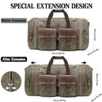 Waxed Canvas Duffle Bag for Men (Vintage Grey / X Large-60L)