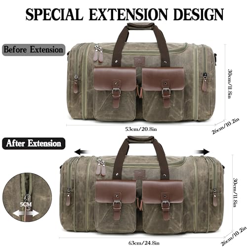 Waxed Canvas Duffle Bag for Men (Vintage Grey / X Large-60L)
