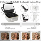 Travel Makeup Bag Cosmetic Bag Makeup Organizer Bag with Lighted Mirror (Silver / Woven)