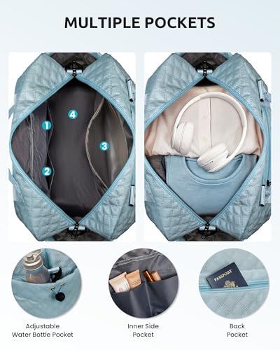 Voguewood Girl Duffle Bag for Tweens with Shoe Compartment (Light Blue / K)
