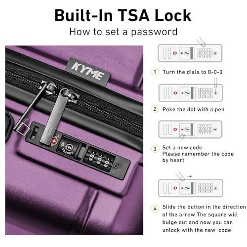 Luggage Sets 2 Piece Suitcase Set Hardshell 20 inch (Dark Purple / 2-Piece Set (20/24))