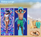 Microfiber Beach Towel with Bag Oversized 71x32 Sand Free 4 Pack (4 Pack Blue and Red Multi / 71"x32")