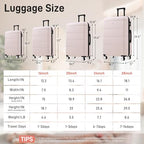 Luggage Set 6 Piece Carry on Hardcase Suitcase with Travel Bags (3-piece Set(20/24/28) / Light Pink+16IN&Bags)