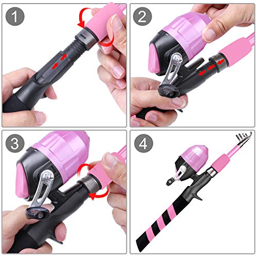 Kids Fishing Pole (Pink / 5.91 ft)