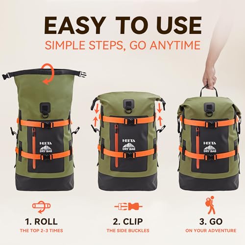 Dry Bags Waterproof Backpack 40L for Men & Women (Green / 40L)