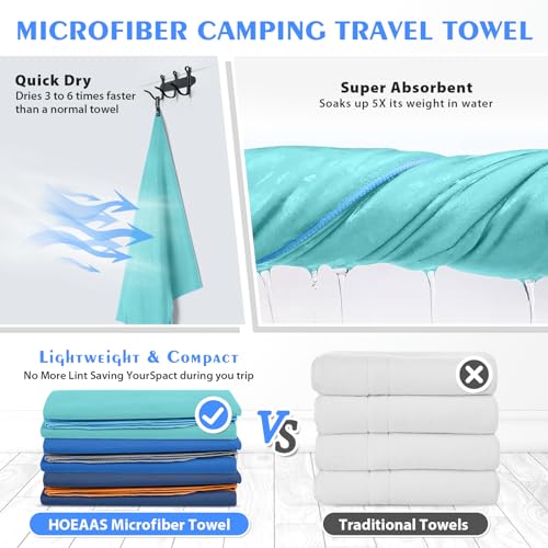 2 Pack Microfiber Travel Towel (Mint / M: 40" x 20"+24" x 12")