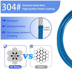 3.3mm (1/8 Inch) Outdoor Travel Security Cable-3/4/6/10/15/20/30ft Luggage Lock Safety Wire Flexible Steel Wire Rope with Double Loop Safety for Luggage, Bike, Lock (Balck+Blue, 6ft-(2Pack) (Balck+Blue / 6ft-(2Pack）)