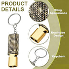 Three Tube Whistle Aluminum Alloy Survival Whistle for Outdoor Needs Sports Referee Emergency (Golden Mix2pcs)