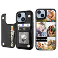 Custom Wallet Phone Case for iPhone 15 Plus (Black-D / iPhone 15 Plus)