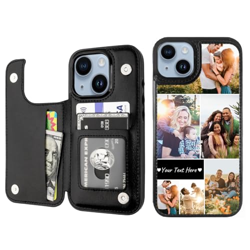 Custom Wallet Phone Case for iPhone 15 Plus (Black-D / iPhone 15 Plus)