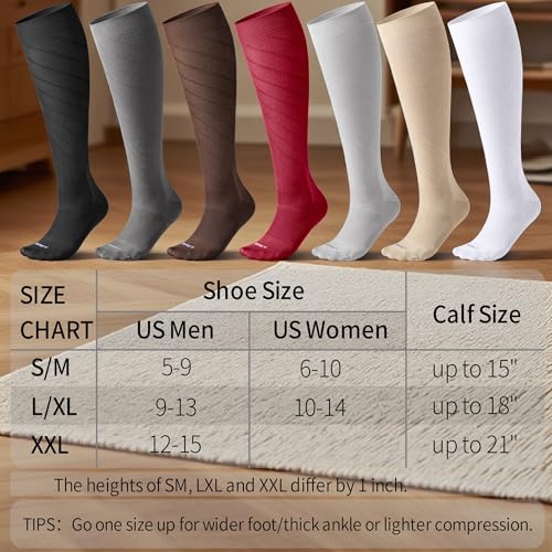 Seamless Moderate Compression Socks for Women & Men 15 (Large-X-Large / 4 Pairs - Black)