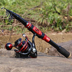 Fishing Rod and Reel Combo Set with Telescopic Fishing Pole Fishing Accessories and Carrier Bag for Saltwater Freshwater (1.8M/5.91FT Rod with 2000 Reel / Full Kits With Bag)