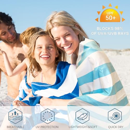 2 Pack Microfiber Beach Towel (2 Pack- Blue Brown / 75”x 35”)