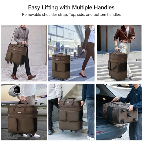 Expandable Collapsible Luggage with Wheels Suitcase (Coffee-1)