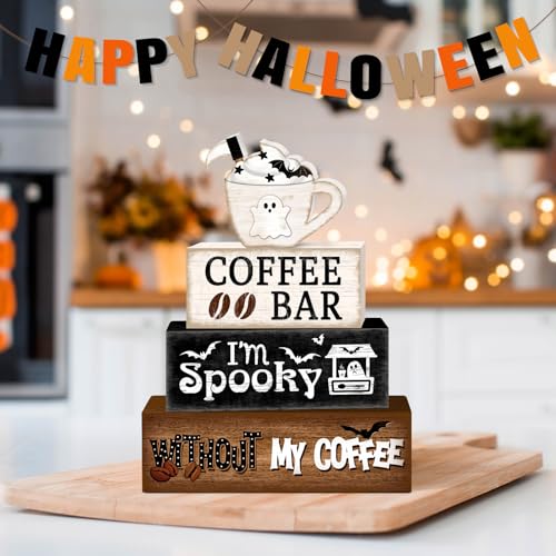 Ghost Halloween Tiered Tray Decor Set (Ghost Coffee Cup)