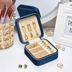 Plush Velvet Travel Jewelry Box (F-Navy Blue / Medium Square)